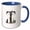 Blue/White, variant on 3drose, Gorgeous Letter T. Halloween Monogram, Broom, Wizard Hat, Cat Art, 11oz Mug
