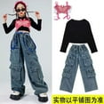 thumbnail image 6 of Jazz Modern Dance Costumes For Girls Loose Vest Jeans Outfits Streetwear Hip Hop Dance Performance Clothes, 6 of 6