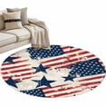 thumbnail image 2 of Independence Day Washable Round Area Rug 3.3 ft, Watercolor U, S, Flag Retro Blue Star Red Stripes, Soft Non Slip Rugs Stain Repellent Indoor Felt Carpet for Living Dining Room Bedroom Home Office, 2 of 9