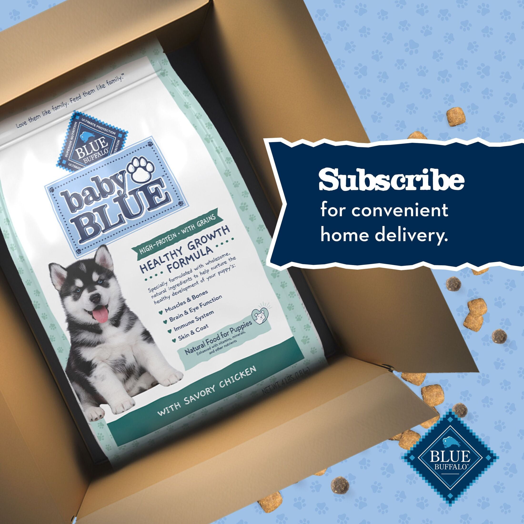 Blue Buffalo Baby BLUE Healthy Growth Puppy Dry Food, High-Protein Chicken, 4-lb Bag