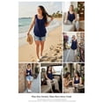 thumbnail image 5 of Fancyglim Women Tank Top V Neck Loose Fit Pleated Sleeveless Shirts Navy S, 5 of 7