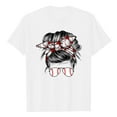 thumbnail image 4 of Fiudx Ofertas Del Día Mujer Casual Verano Impresión Manga Corta Cuello Redondo Suelta Camiseta Blusa Tops, 4 of 5