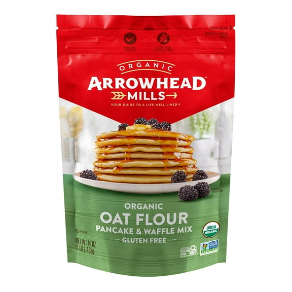 Arrowhead Mills Organic Gluten Free Oat Flour Pancake & Waffle Mix -- 16 oz Pack of 2