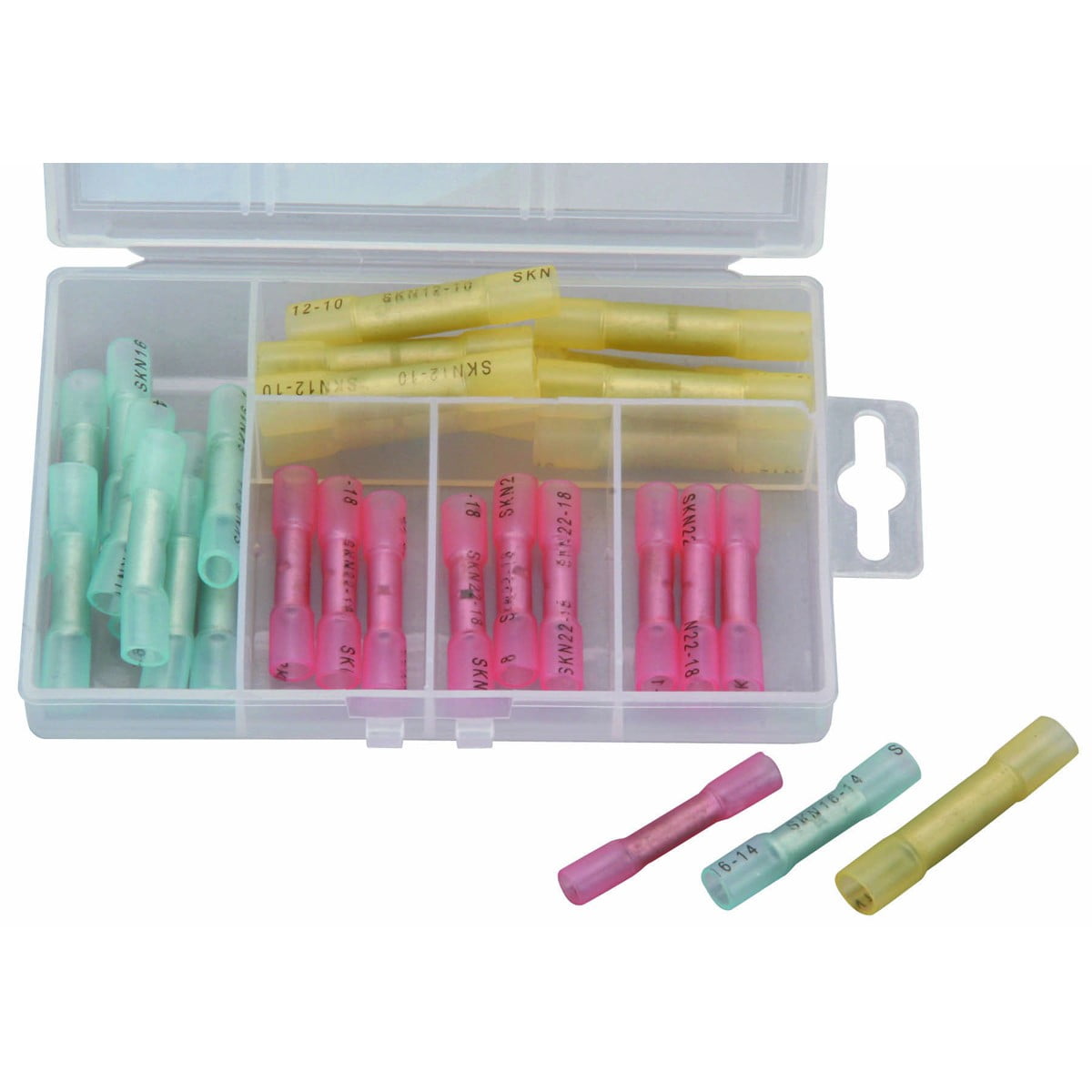 260PCS Heat Shrink Ring Terminals, Sopoby Marine Grade Ring Connectors Tinned Red Copper 16-14 22-18 12-10 Gauge(3 Colors/4 Sizes), 10,1/4",5/16",3/8 - View #6