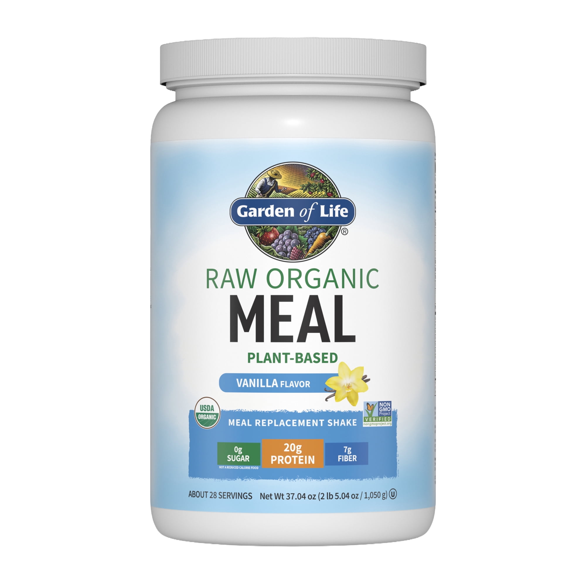 Garden of Life Raw Organic Meal Plant-Based Protein Powder, Vanilla, 28 Servings