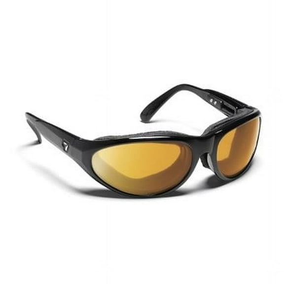 7eye 170543 Diablo Sharp View Yellow Sunglasses- Glossy Black - Medium & Extra Large