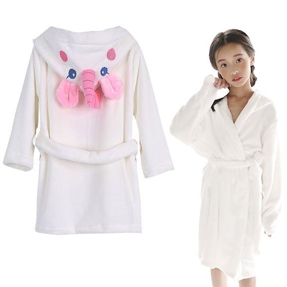 Kyuaiguo Toddler Kids Cartoon Bathrobes for Girls Boys 1-10Y Unicorn Horn Loungewear Pajamas Set Hooded Night-Robe Nightwear Flannel Fleece Pajamas Robe