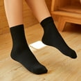 thumbnail image 2 of Xfvqtps Womens Thermal Socks Plush Lining Solid Color Mid Tube Thickened Premium Comfort Soft Cozy Warm Winter Heated Crew Boot Socks Black, 2 of 3