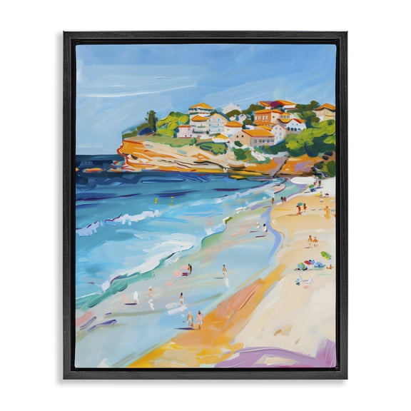 Stupell Industries Tropical Bondi Beach Cove Black Floating Frame Canvas Art, 17 x 21, by The Prints Vibe