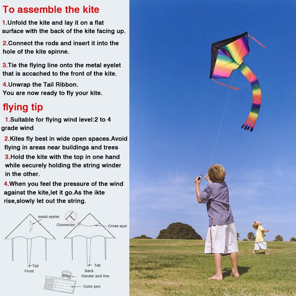 Kids Children Rainbow Dragon Kite Summer Handle Line Play Toy Gift 95x160cm UK 