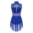 thumbnail image 6 of Aiihoo Womens Glitter Lyrical Dance Dress Sleeveless Sheer Mesh Patchwork Leotard Dress Dancewear Blue S, 6 of 7