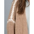 thumbnail image 6 of Women's Oversized Cardigan Sweaters Fall Long Lantern Sleeve Knit Open Front Khaki S, 6 of 8