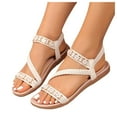 thumbnail image 1 of Flower Beach Sandals for Women 2025 Boho Summer Braided Open Toe Flats Slingback Dress Sandals, 1 of 6