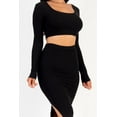 thumbnail image 5 of Ribbed Long Sleeve Crop Top & Matching Skirt Ensemble, 5 of 11