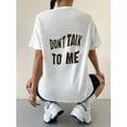 thumbnail image 5 of Slogan: Graphic Drop Shoulder T-shirt DON'T TALK TO ME Graphic Tees Women Tops School Short sleeves, pure cotton comfortable, summer vacation, 5 of 6