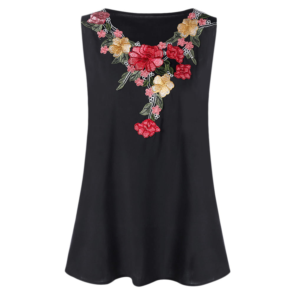 Nextmia - Fashion Plus Size Embroidery Floral Rose Tank Top For Women ...