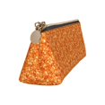 thumbnail image 2 of Xecao Orange Glitter Print Leather Pencil Case -Stationery Bag Pen Holder for Work & Office, 2 of 5