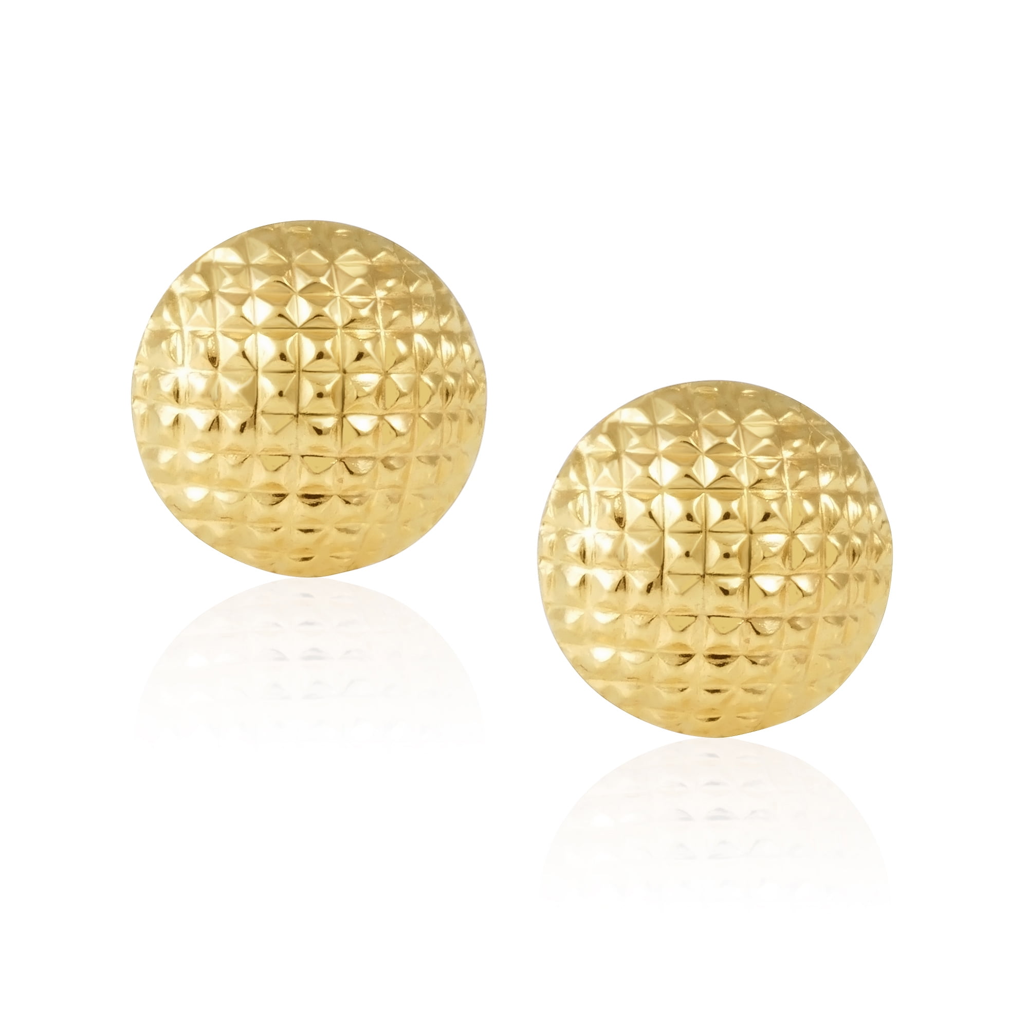 14KT Yellow Gold Weave/Mesh Ball Children Screwback Baby Girl Stud