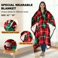 thumbnail image 3 of Catalonia Fleece Wearable Blanket Poncho for Adult Women Men, Wrap Blanket Cape with Pocket | Warm, Soft, Cozy, Snuggly, Comfort Gift, No Sleeves | All-Season, Gift Idea, Red Plaid, 3 of 6