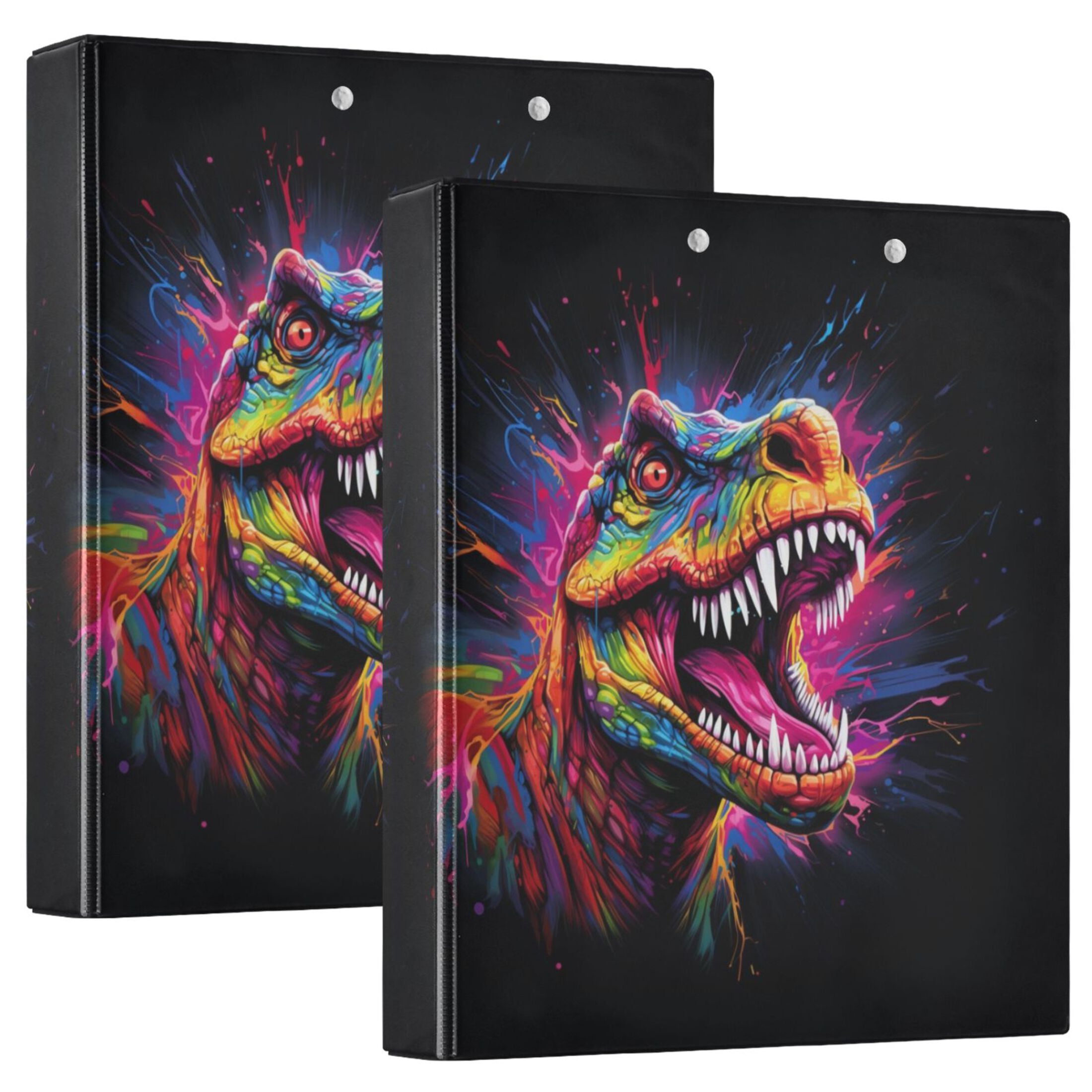 joogoo Cool Dinosaur Hardcover 3 Ring Binder 1.5" Round Rings Interior Pockets Binders Organizer 1 Pack