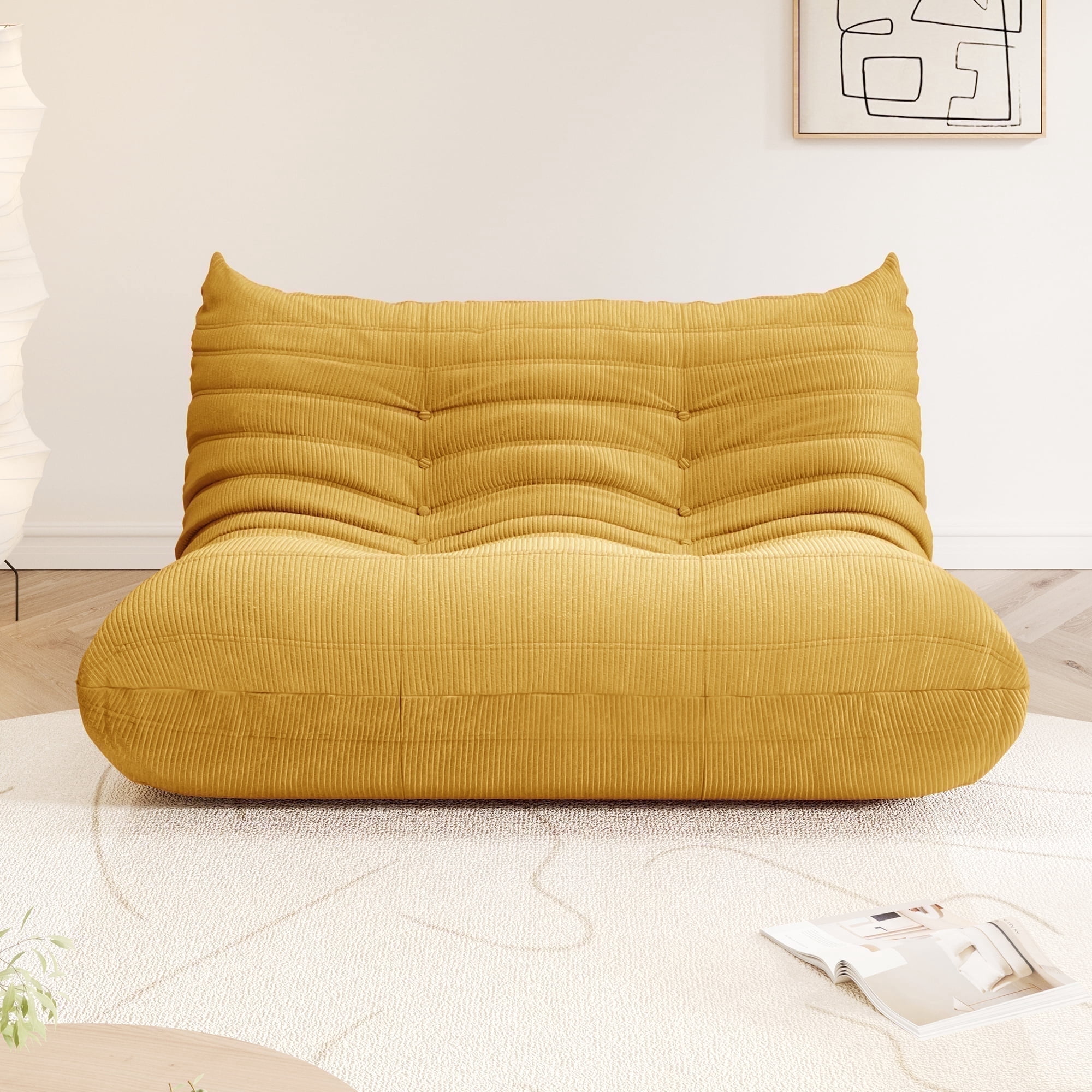 Gtilzria Lazy Sofa, Bean Bag Chair for Adults Floor Couch for Living Room, Bedroom, Corduroy, Yellow
