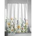 thumbnail image 5 of Rustic Watercolor Floral Shower Curtain, Yellow White Daisy Green Leaf Bathroom Decor Curtains Set with Hooks, White Waterproof Fabric Home Accessories， Stall 36 X 78 Inch, 5 of 6