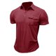 thumbnail image 4 of Mens Camisas de Manga Corta Color Sólido Botón de Solapa Bolsillo Turndown Collar Blusa para Negocios Informales, 4 of 4