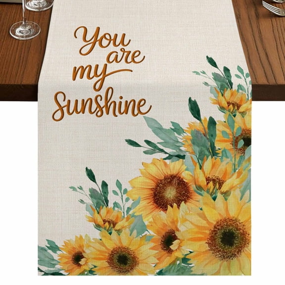 Table Runners 72 Inches Long Dress Scarves, Sunflower Farmhouse Kitchen/Dining Table Runner, Coffee Tablerunners, Summer Botanical Farmhouse Yellow Floral Rustic 16x72 Inch
