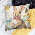 thumbnail image 2 of SHERONV Spring Easter Pillow Covers  Cute Bunny Throw Pillow Covers Lovely Rabbit Poppy Flowers Pillowcase Floral Butterfly Cushion Case for Sofa Outdoor Patio 20x20in, 2 of 5