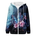 thumbnail image 4 of Women's Fashion Hoodies Thick Butterfly Print Hooded Long Sleeve Loose Fit Zip Up Pockets Jacket for Everyday Wear Sweatshirts for Women Sky Blue L, 4 of 5