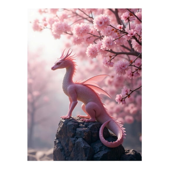 Diamond Art Kit for Adults, Pink Dragon Cherry Blossoms Fantasy Diamond Painting for Adults Beginners, DIY Diamond Art Painting Kits, 5D Diamond Painting Crafts for Home Decor 12x16 Frameless
