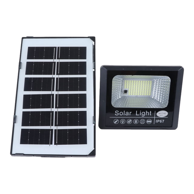 Lámpara solar con control remoto, función de detección de iluminación y temporizador, 30 W para exteriores