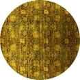 thumbnail image 1 of Ahgly Company Indoor Round Oriental Yellow Industrial Area Rugs, 7' Round, 1 of 4