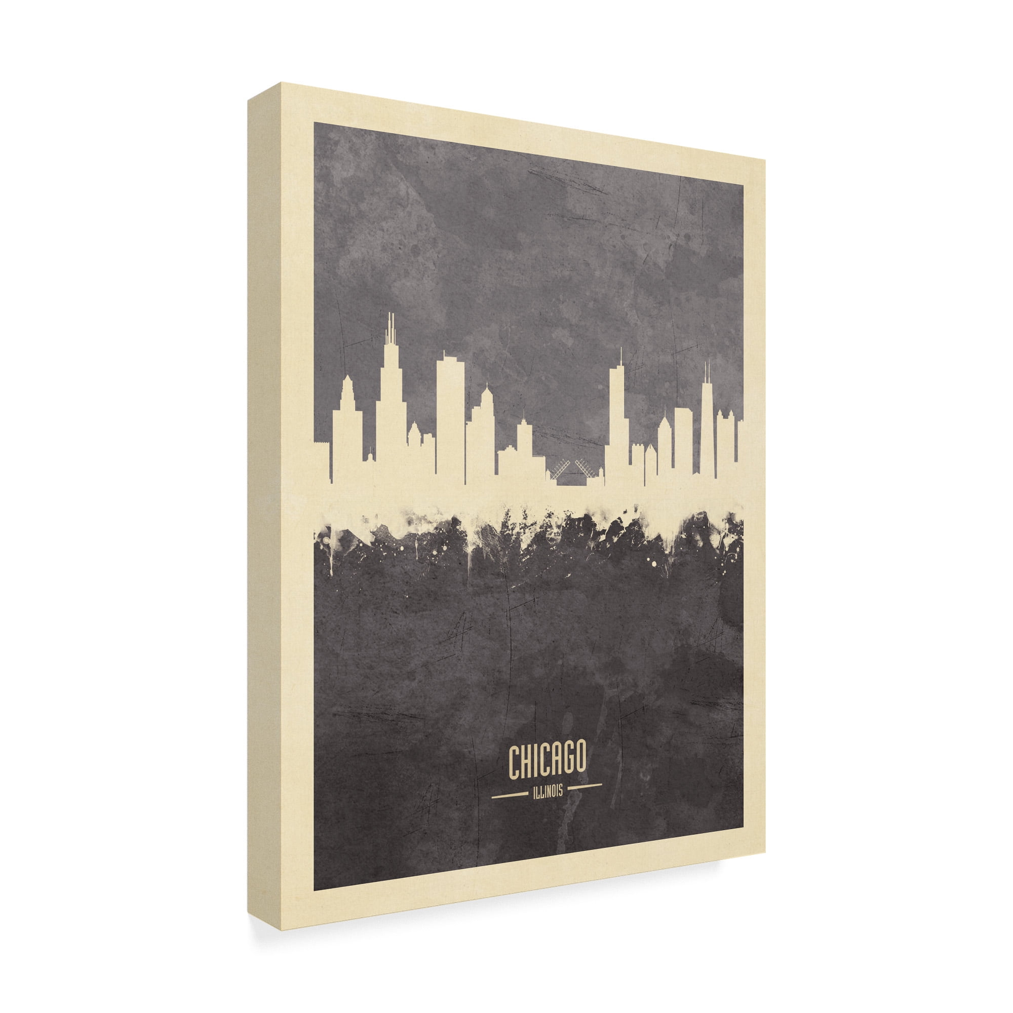 Trademark Fine Art 'Chicago Illinois Skyline Gray' Canvas Art by Michael Tompsett