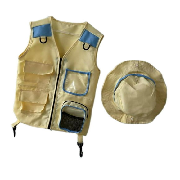 Chaleco de explorador para niños, disfraz de cosplay, juego de rol, chaleco de carga educativo para Azul
