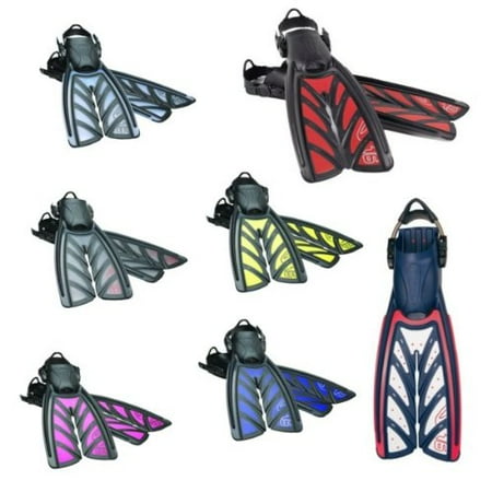 Oceanic Vortex V-16 Split Fins, Black, 5-7 | XS