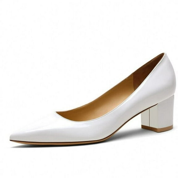 YCNYCHCHY Elegant Genuine Sheepskin Leather Pumps Female Thick High Heels Pumps Solid Pointed Toe Office Lady Classic Shoes Women