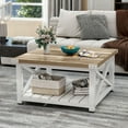 thumbnail image 2 of Uforic Farmhouse Coffee Table Square Wood Center Table with Storage for Living Room, Gray Wash, 2 of 8
