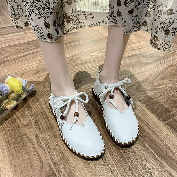 2022, zapatos informales para mujer, zapatos planos suaves que combinan con todo y lazo de tiras para mujer, lazo de punta redonda, trompeta de gran tamaño, novedad de verano 35-4338 Gao Jinjia LED