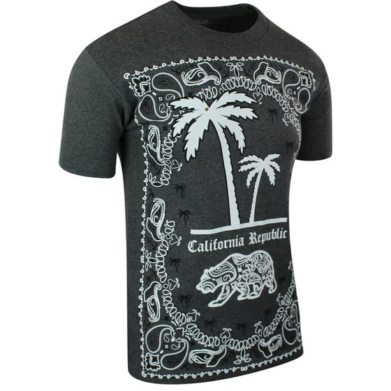 ShirtBANC Paisley Bandana California Republic Shirt CA Bear Tee (Grey