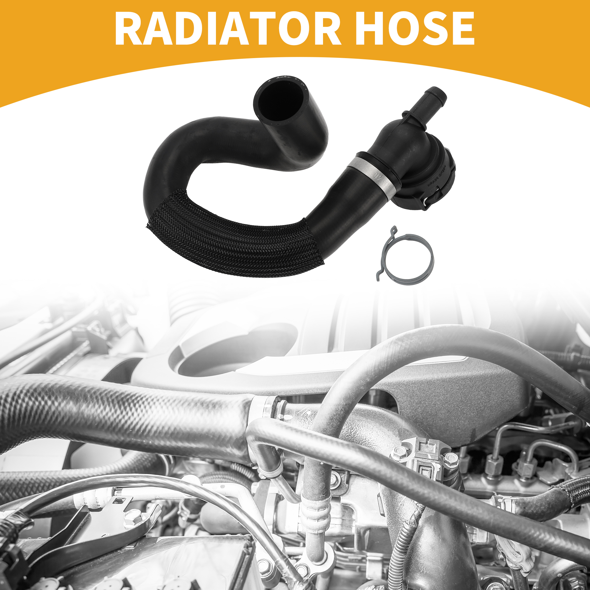 Unique Bargains Upper Radiator Hose CV618286YC For Ford Escape 2.0L 2013-2016 Rubber Black