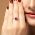 thumbnail image 3 of Halo Art Deco 2.05 Carat 7mm Cushion Cut Red Ruby And Moissanite Diamond Engagement Ring in 10k Rose Gold, 3 of 5