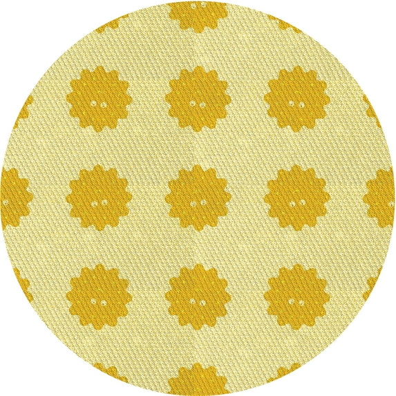 Ahgly Company Machine Washable Indoor Round Transitional Yellow Area Rugs, 8' Round