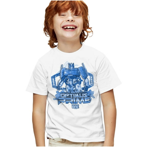 TRANSFORMERS ONE I Am Optimus Prime Kids T Shirt for Youth Boys and Girls, White, Medium