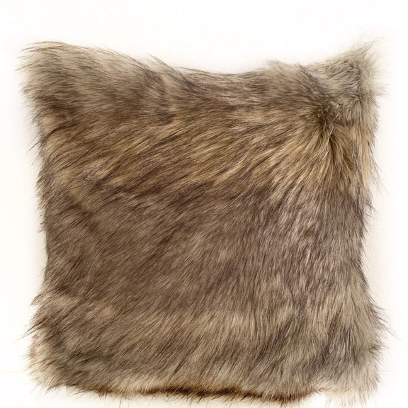 Plutus Brands PBSF1512-P-2626-DP Gray Wolverine Pelage Animal Faux Fur Luxury Throw Pillow - 26 x 26 in.