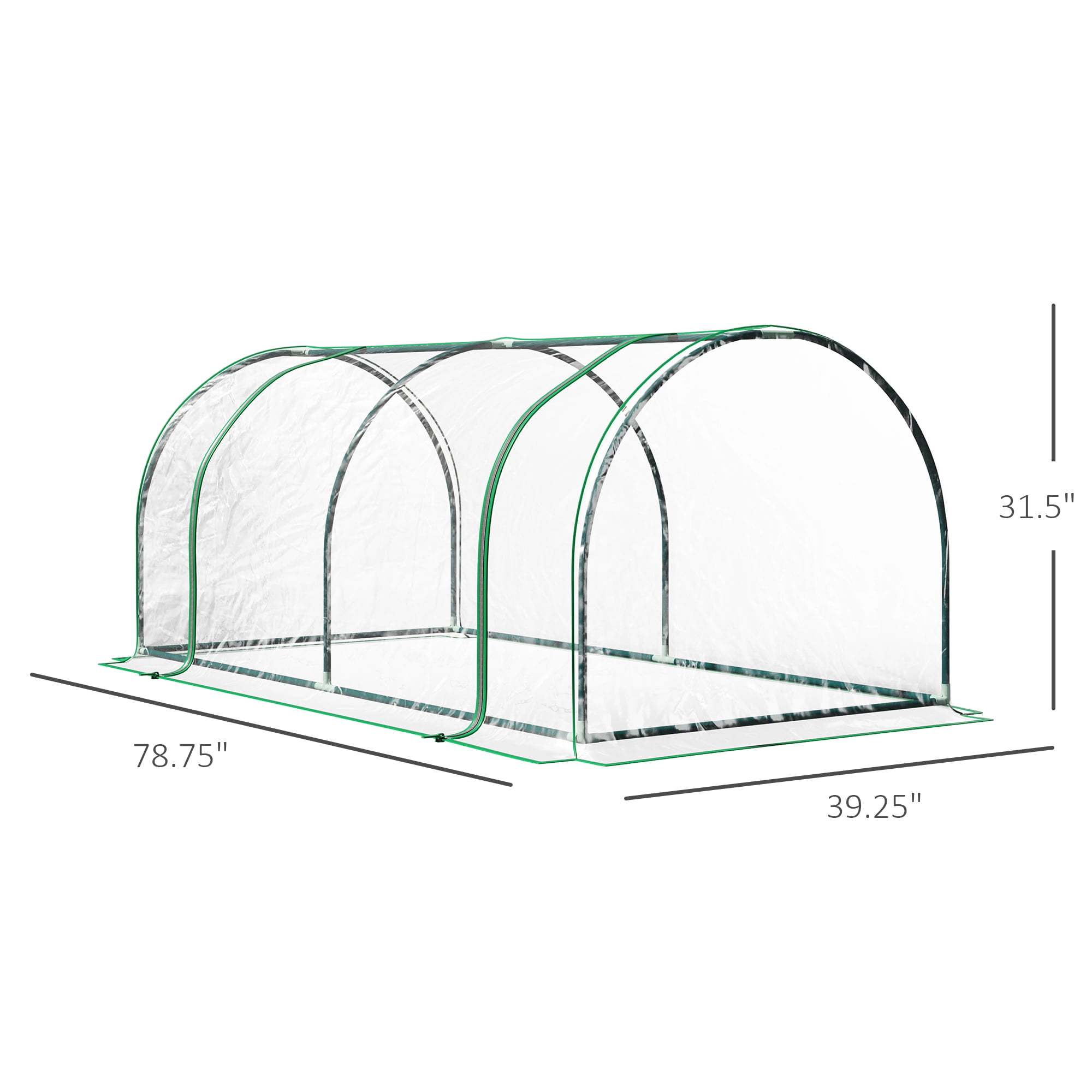 Outsunny Portable Mini Greenhouse with 4 Zippered Doors, PVC Cover, Green