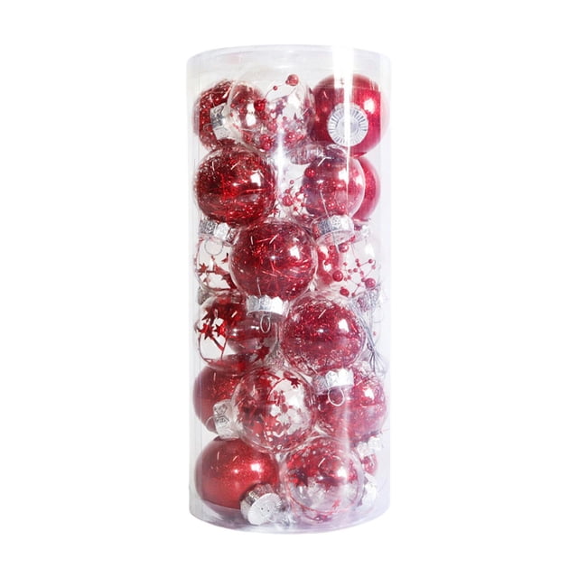 24 piezas de adornos de bolas de Navidad colgantes adornos decorativos adornos de Navidad para Rojo