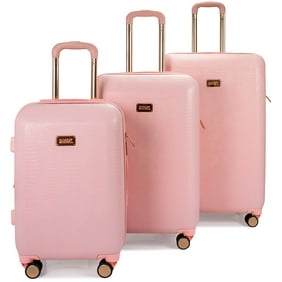 BADGLEY MISCHKA Snakeskin 3 Piece Expandable Luggage Set (Pink)