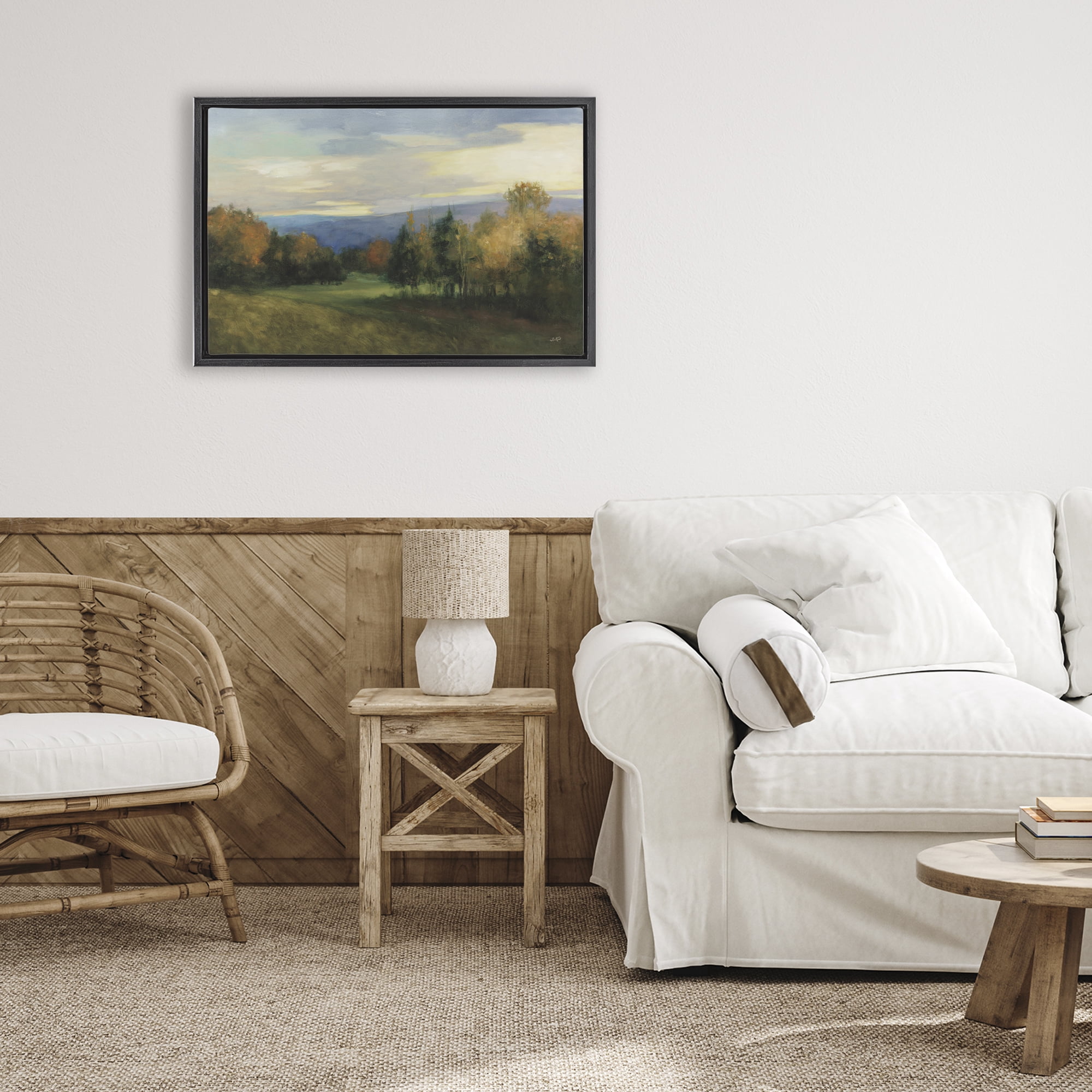 Stupell Industries October Meadow Countryside Black Framed Floater Canvas Wall Art, design by Julia Purinton