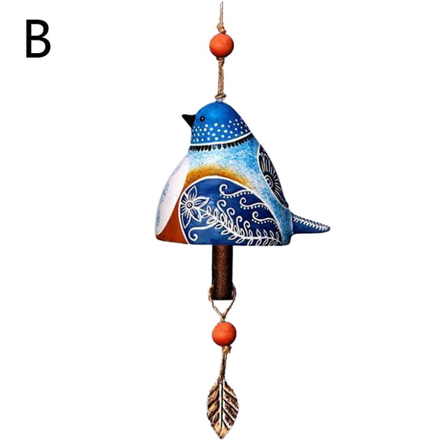 Colorful Plaster Bird Bell - Serene Garden Sound, 45cm Hanging, Vibrant Options
